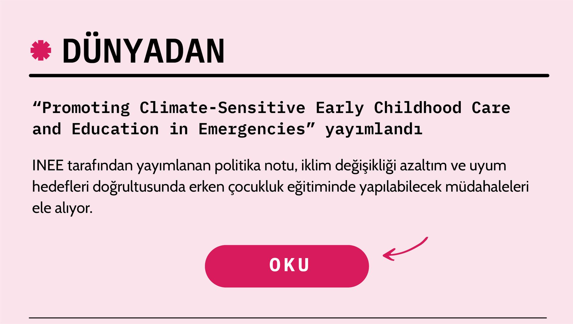 “Promoting Climate-Sensitive Early Childhood Care and Education in Emergencies” yayımlandı